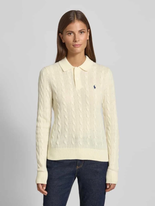 Zdjęcie produktu Bluzka z długim rękawem o kroju slim fit z mieszanki wełny z domieszką kaszmiru Polo Ralph Lauren Piaskowy