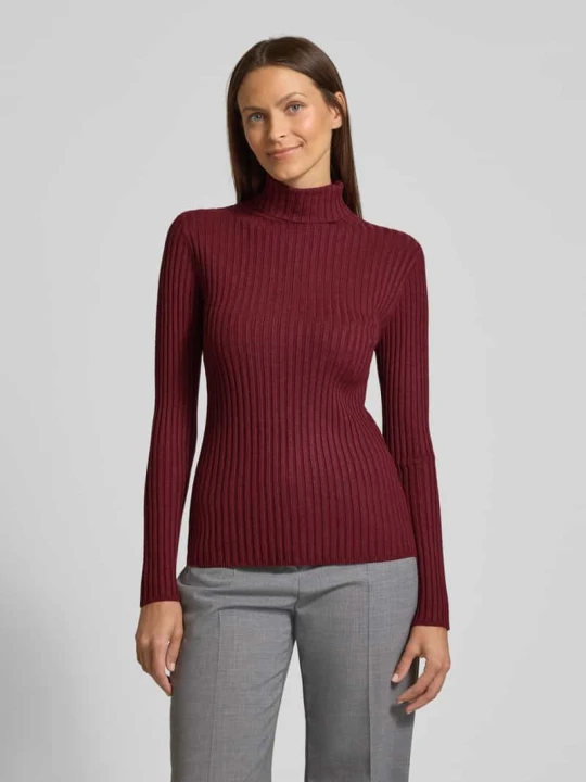 Zdjęcie produktu Sweter z golfem o kroju slim fit z mieszanki wiskozy model „Dolli” Soyaconcept Bordowy melanż