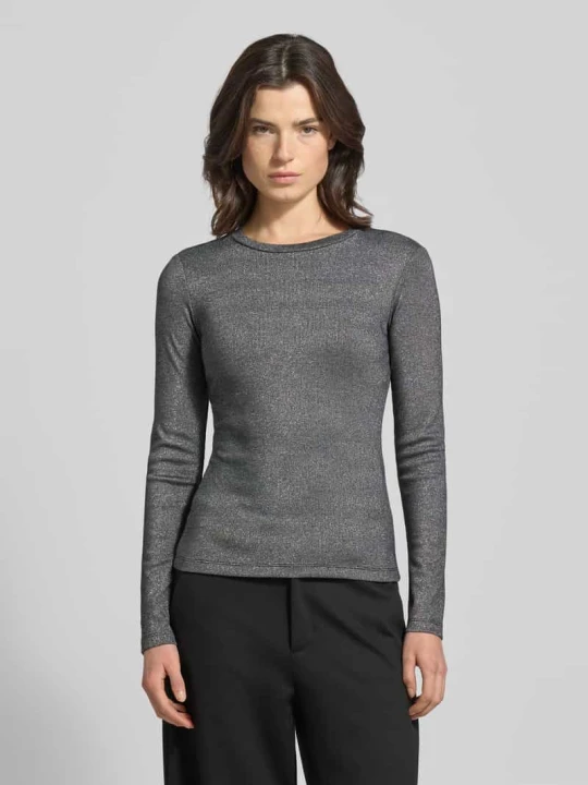 Zdjęcie produktu Bluzka z długim rękawem o kroju slim fit z mieszanki wiskozy model ‘Eleinas’ Vila Czarny