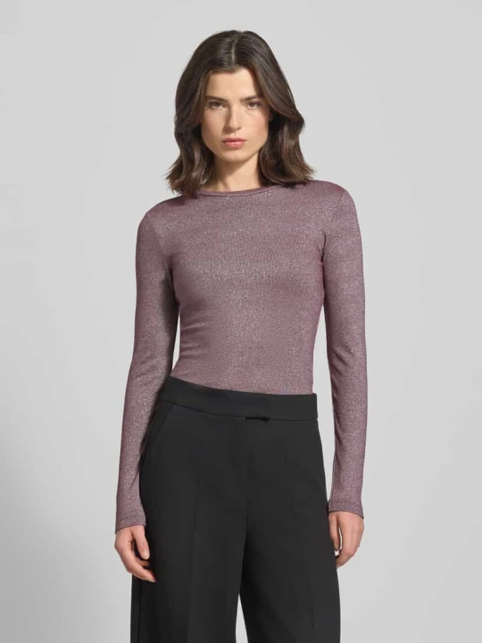 Zdjęcie produktu Bluzka z długim rękawem o kroju slim fit z mieszanki wiskozy model ‘Eleinas’ Vila Śliwkowy