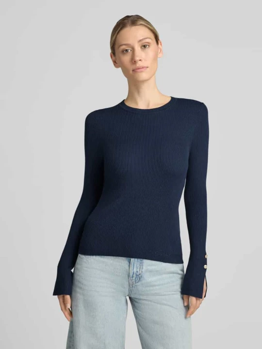 Zdjęcie produktu Bluzka z długim rękawem o kroju slim fit z mieszanki wiskozy model 'Ellie' Guess Granatowy