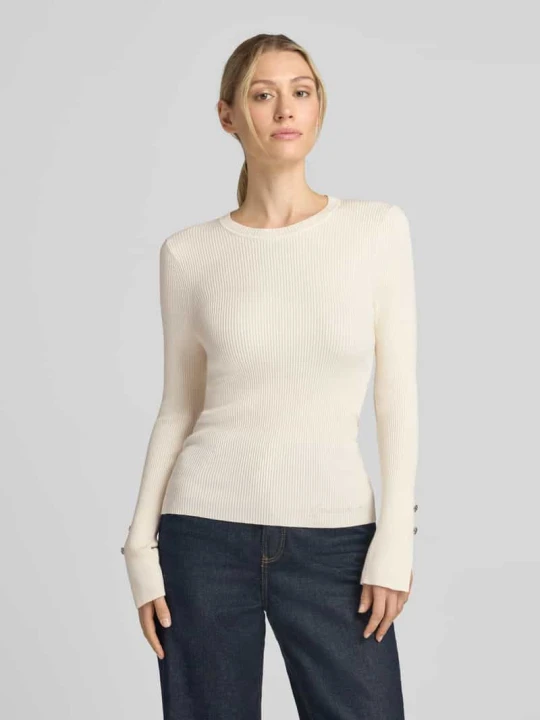 Zdjęcie produktu Bluzka z długim rękawem o kroju slim fit z mieszanki wiskozy model 'Ellie' Guess Écru