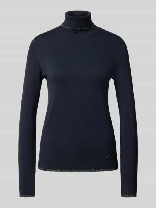 Zdjęcie produktu bluzka z długim rękawem o kroju slim fit z mieszanki wiskozy model 'MAGLIA CHIUSA' Liu Jo Ciemnoniebieski
