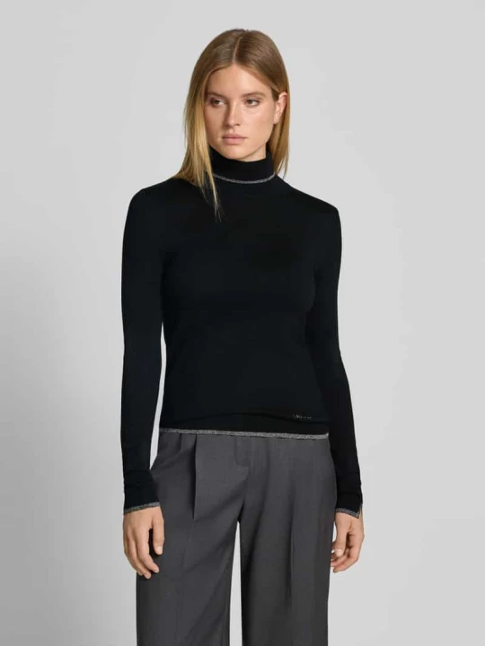 Zdjęcie produktu bluzka z długim rękawem o kroju slim fit z mieszanki wiskozy model 'MAGLIA CHIUSA' Liu Jo Czarny