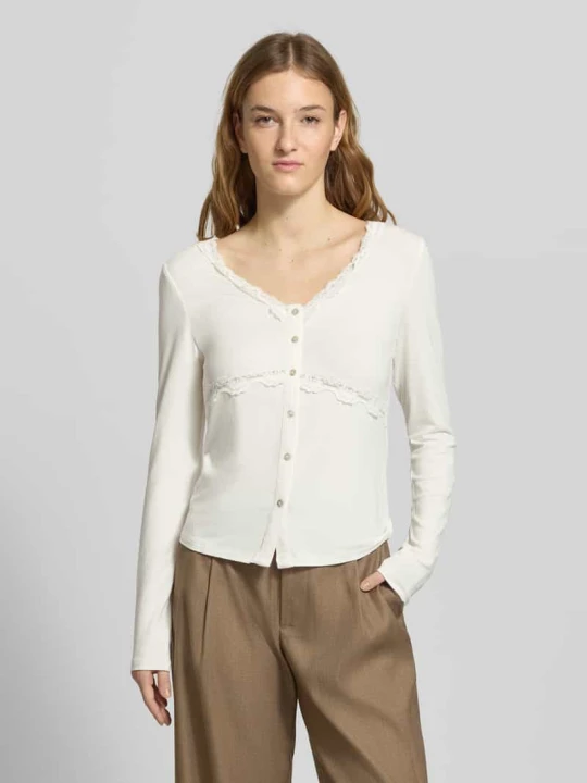 Zdjęcie produktu Bluzka z długim rękawem o kroju slim fit z mieszanki wiskozy model „SINI” Only Złamany biały