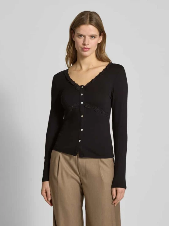 Zdjęcie produktu Bluzka z długim rękawem o kroju slim fit z mieszanki wiskozy model „SINI” Only Czarny