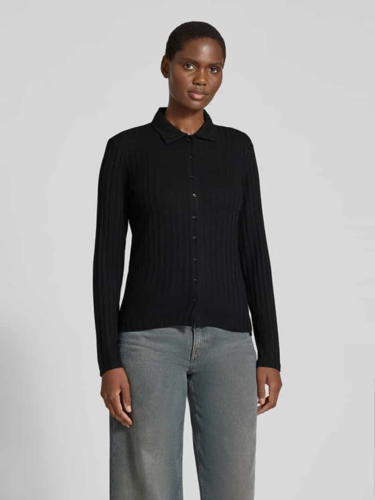 Zdjęcie produktu bluzka z długim rękawem o kroju slim fit z mieszanki wiskozy model 'Sitami' Opus Czarny