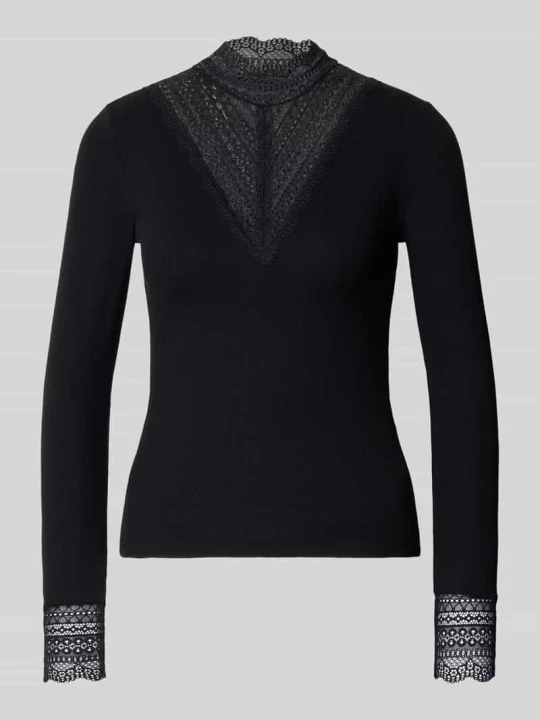 Zdjęcie produktu bluzka z długim rękawem o kroju slim fit z mieszanki wiskozy model 'TILDE' Only Czarny