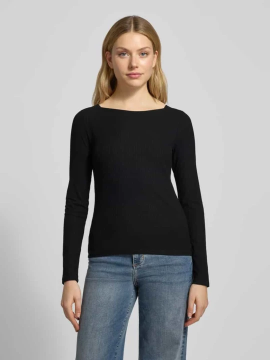 Zdjęcie produktu Slim Fit koszulka z długim rękawem z mieszanki wiskozy Tom Tailor Czarny