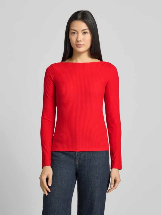 Zdjęcie produktu Slim Fit koszulka z długim rękawem z mieszanki wiskozy Tom Tailor Czerwony