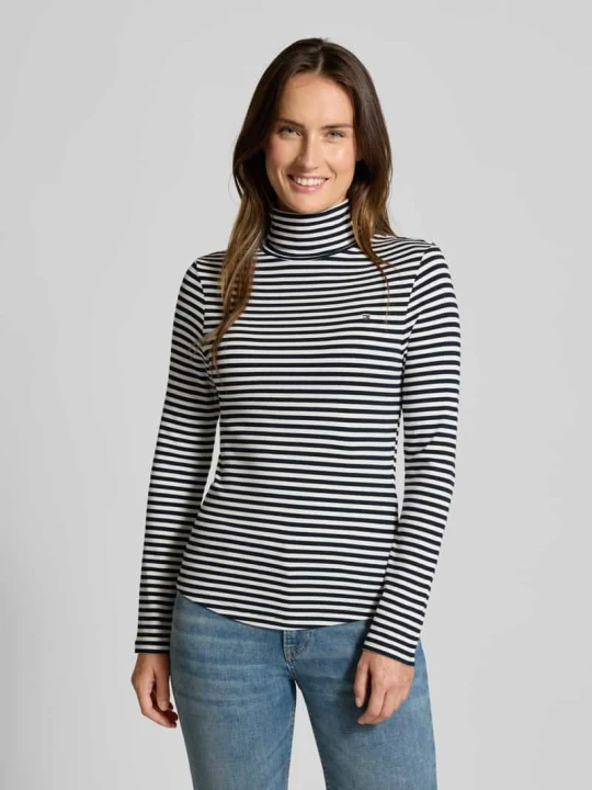 Zdjęcie produktu Bluzka z długim rękawem o kroju slim fit z mieszanki wiskozy Tommy Hilfiger Granatowy