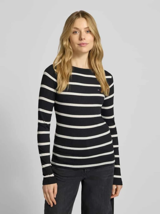 Zdjęcie produktu Bluzka z długim rękawem o kroju slim fit z Mieszanka wiskozy Tommy Hilfiger Czarny