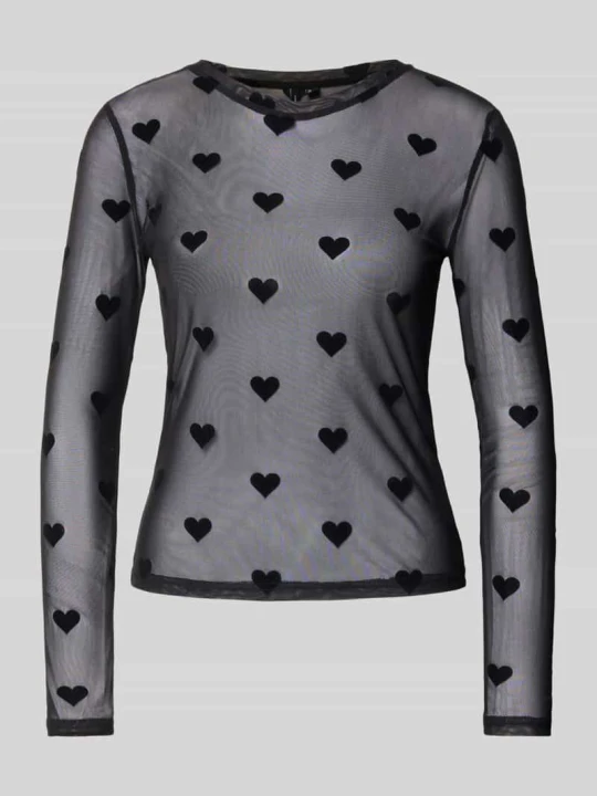 Zdjęcie produktu bluzka z długim rękawem o kroju slim fit z okrągłym dekoltem model 'LOVA' Vero Moda Czarny