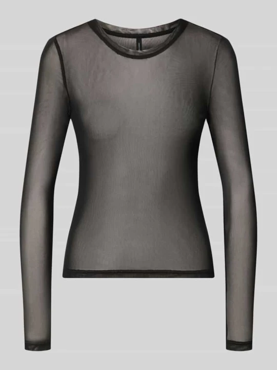 Zdjęcie produktu bluzka z długim rękawem o kroju slim fit z okrągłym dekoltem model 'LOVA' Vero Moda Czarny