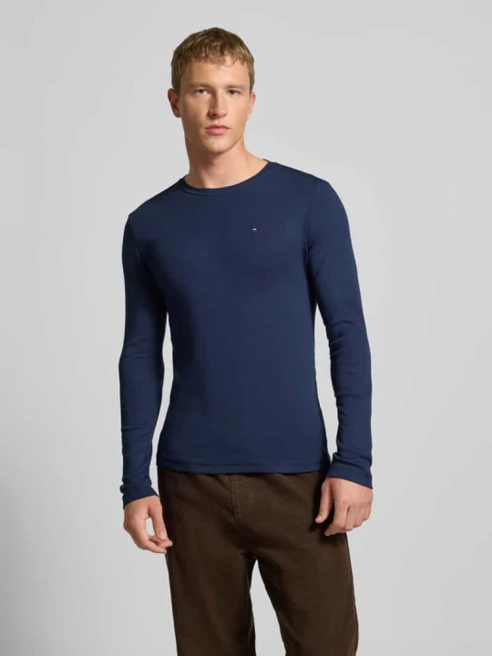 Zdjęcie produktu Bluzka z długim rękawem o kroju slim fit z prążkowaną fakturą Tommy Jeans Granatowy melanż
