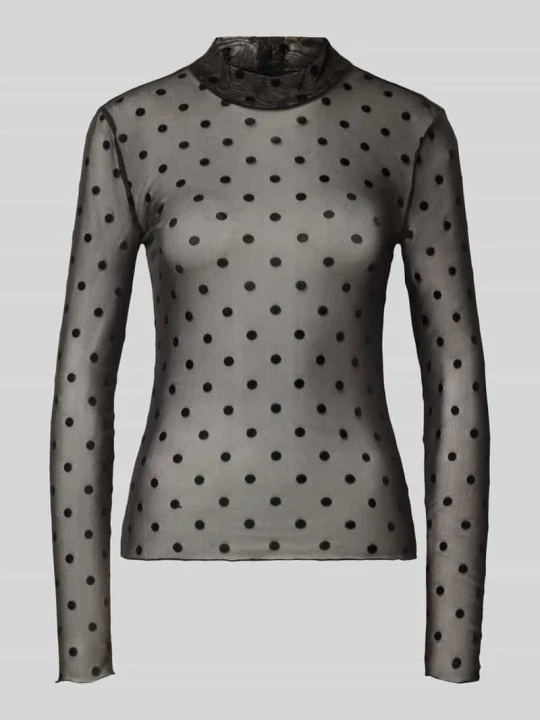 Zdjęcie produktu Bluzka z długim rękawem o kroju slim fit ze wzorem na całej powierzchni model 'JESHI' Pieces Czarny