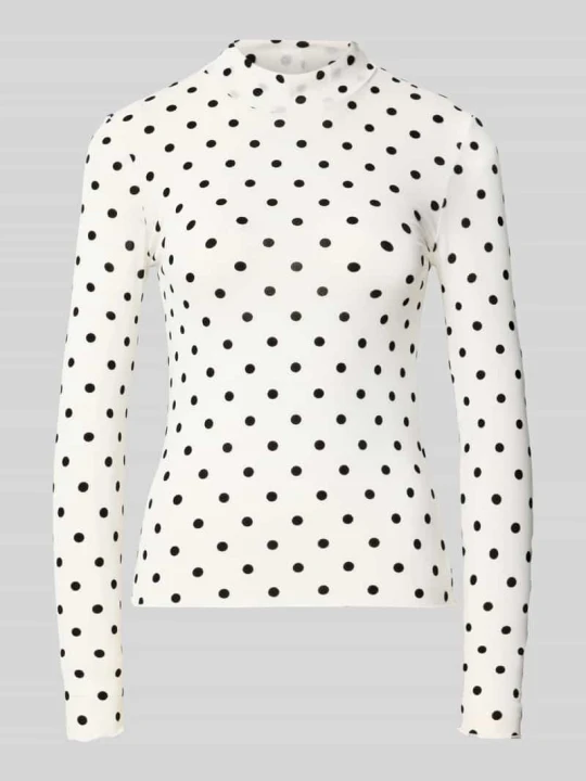Zdjęcie produktu Bluzka z długim rękawem o kroju slim fit ze wzorem na całej powierzchni model 'JESHI' Pieces Złamany biały melanż