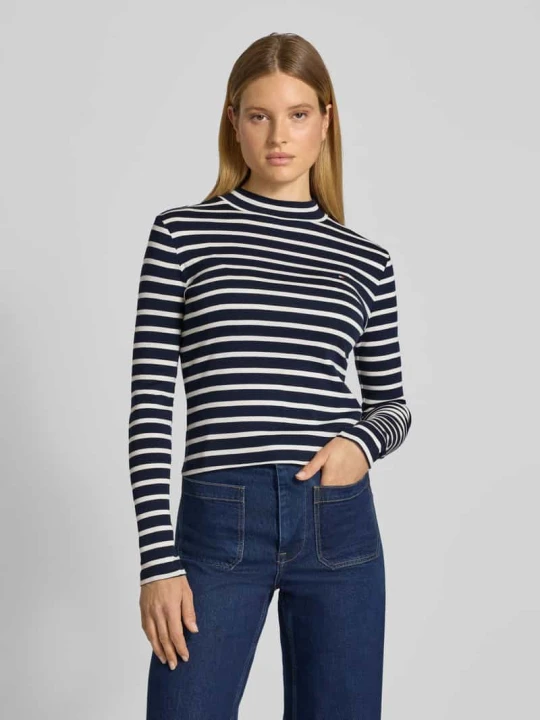 Zdjęcie produktu Bluzka z długim rękawem o kroju slim z czystej bawełny Tommy Hilfiger Granatowy