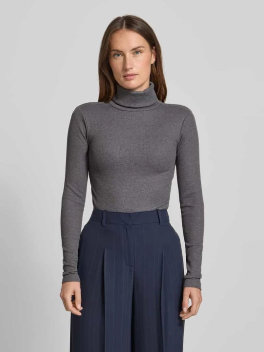 Zdjęcie produktu Bluzka z długim rękawem o kroju slim z dodatkiem bawełny model ‘CHLOE’ Vero Moda Antracytowy