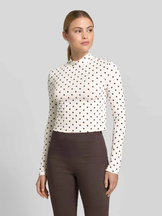 Zdjęcie produktu Bluzka z długim rękawem o krótkim kroju z grochami Style Icon Collection Jasnoróżowy