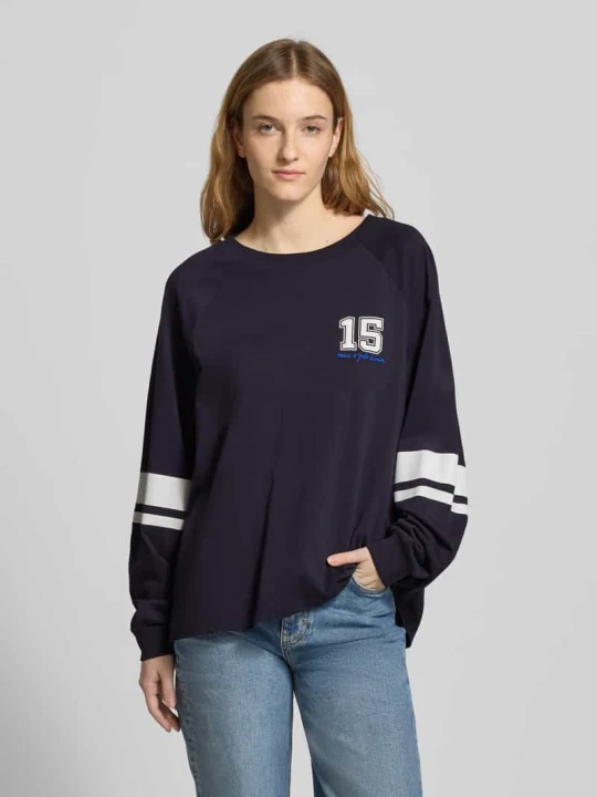 Zdjęcie produktu Bluzka z długim rękawem o kroju loose fit z czystej bawełny Marc O'Polo Granatowy