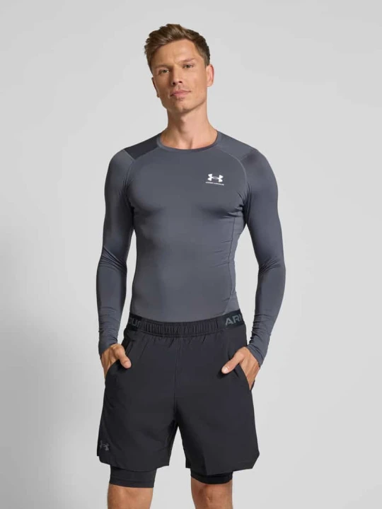 Zdjęcie produktu Bluzka z długim rękawem, okrągłym dekoltem i logo Under Armour Grafitowy