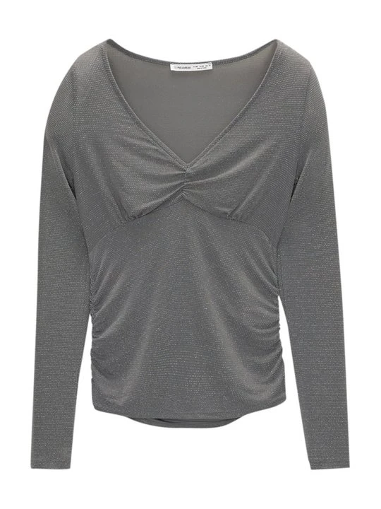 Zdjęcie produktu Bluzka z długim rękawem PULL&BEAR szary