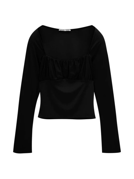Zdjęcie produktu Bluzka z długim rękawem PULL&BEAR czarny