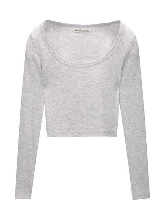 Zdjęcie produktu Bluzka z długim rękawem PULL&BEAR jasnoszary
