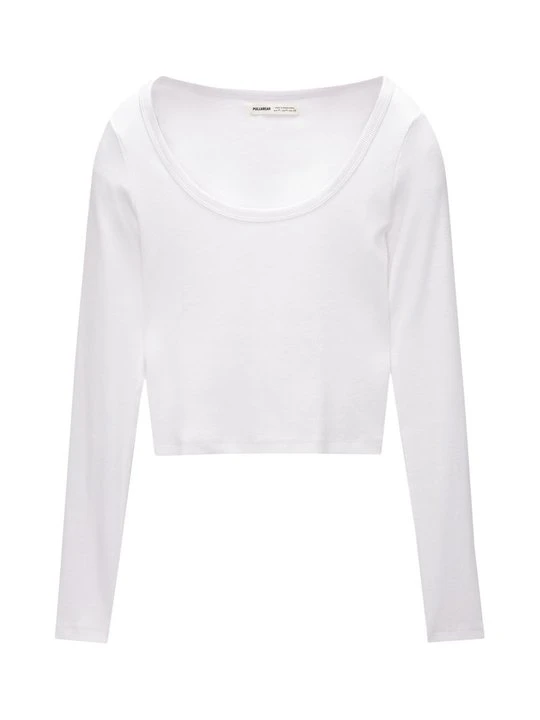 Zdjęcie produktu Bluzka z długim rękawem PULL&BEAR biały