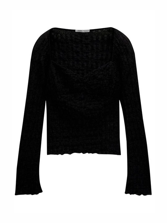 Zdjęcie produktu Bluzka z długim rękawem PULL&BEAR czarny