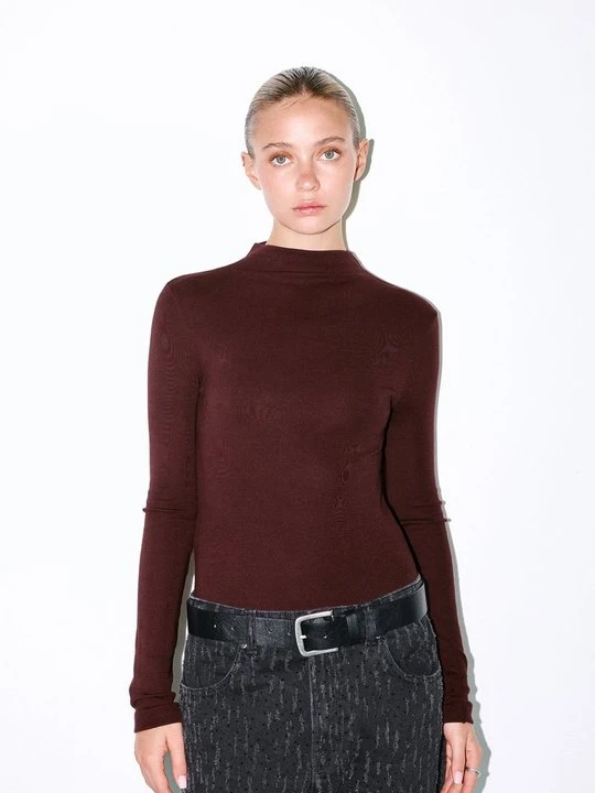 Zdjęcie produktu Bluzka z długim rękawem PULL&BEAR bordowy