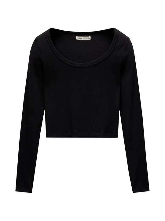 Zdjęcie produktu Bluzka z długim rękawem PULL&BEAR czarny