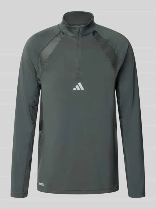 Zdjęcie produktu bluzka z długim rękawem sport o kroju slim fit z nadrukiem z logo Adidas Ciemnozielony