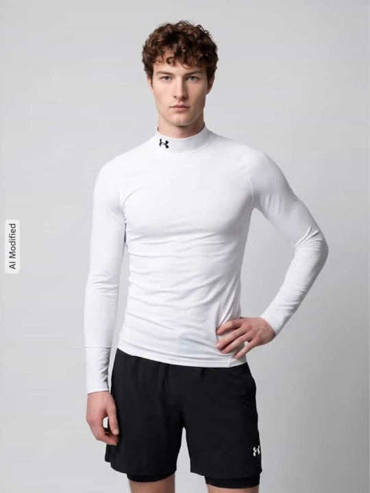 Zdjęcie produktu bluzka z długim rękawem sport w kroju slim fit z wyhaftowanym logo Under Armour Biały