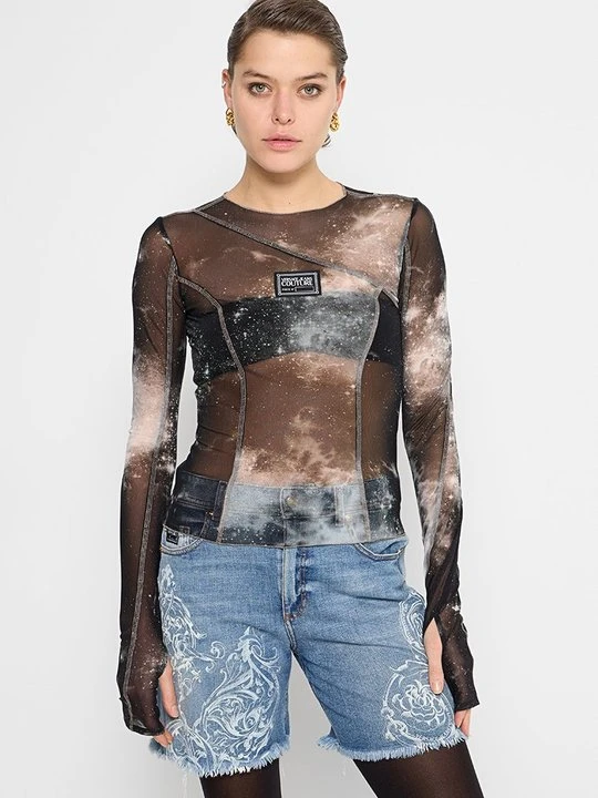 Zdjęcie produktu Bluzka z długim rękawem Versace Jeans Couture brązowy