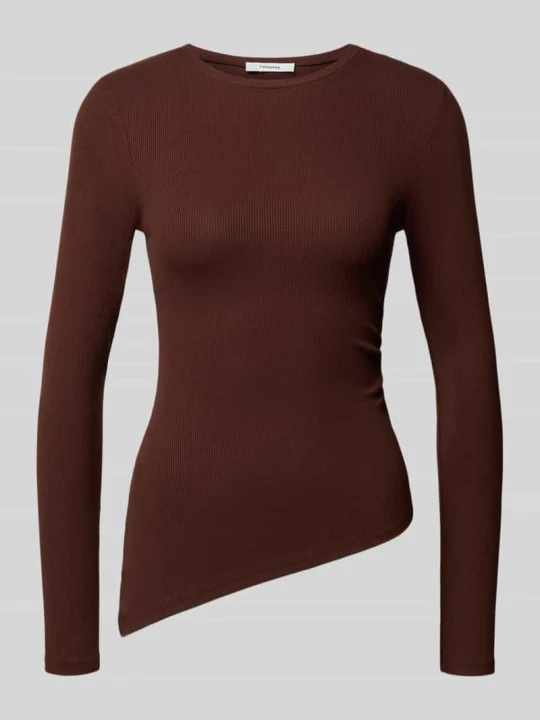 Zdjęcie produktu Bluzka z długim rękawem w asymetrycznym kroju model 'RIA' Topshop Czekoladowy