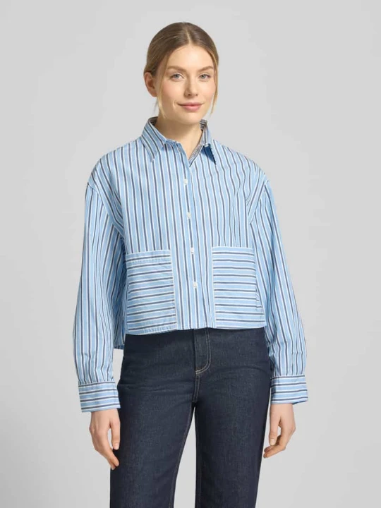 Zdjęcie produktu Bluzka z długim rękawem w kroju loose fit z czystej bawełny s.Oliver Jasnoniebieski