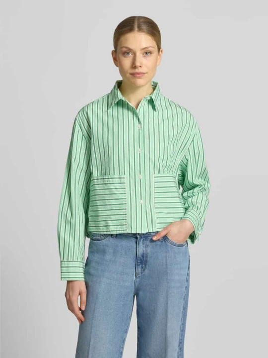 Zdjęcie produktu Bluzka z długim rękawem w kroju loose fit z czystej bawełny s.Oliver Jasnozielony