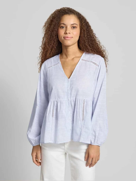 Zdjęcie produktu Bluzka z długim rękawem w kroju relaxed fit z czystej bawełny Model 'NORA' Only Biały