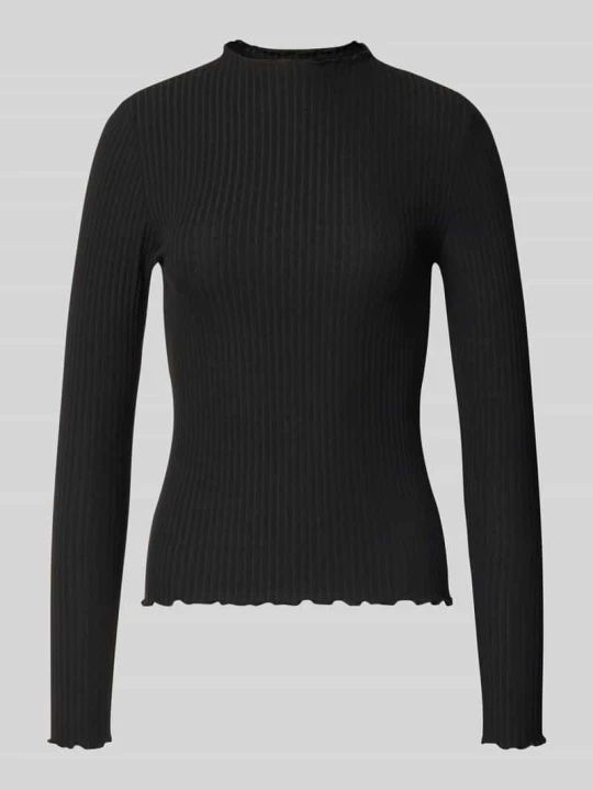 Zdjęcie produktu bluzka z długim rękawem w kroju slim fit z dodatkiem wiskozy model 'EMMA' Only Czarny
