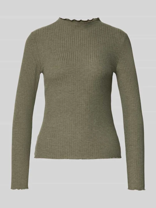 Zdjęcie produktu bluzka z długim rękawem w kroju slim fit z dodatkiem wiskozy model 'EMMA' Only Oliwkowy