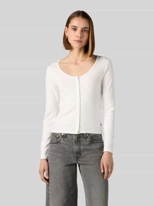 Zdjęcie produktu bluzka z długim rękawem w kroju slim fit z mieszanka bawełny model 'AUSTEN' Levi's Biały
