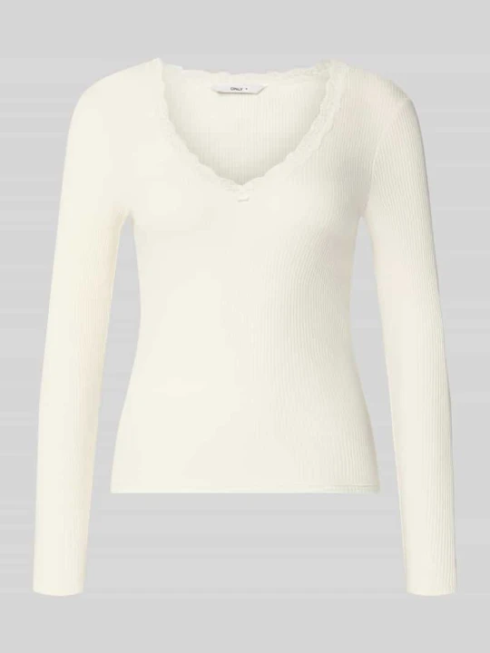 Zdjęcie produktu bluzka z długim rękawem w kroju slim fit z mieszanki bawełny model 'SARA SHARAI' Only Biały