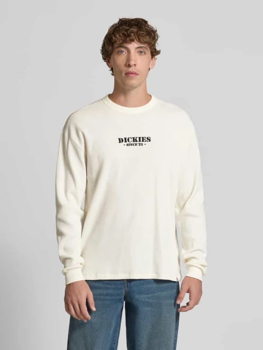Zdjęcie produktu Bluzka z długim rękawem, wyhaftowanym logo i okrągłym dekoltem Dickies Złamany biały