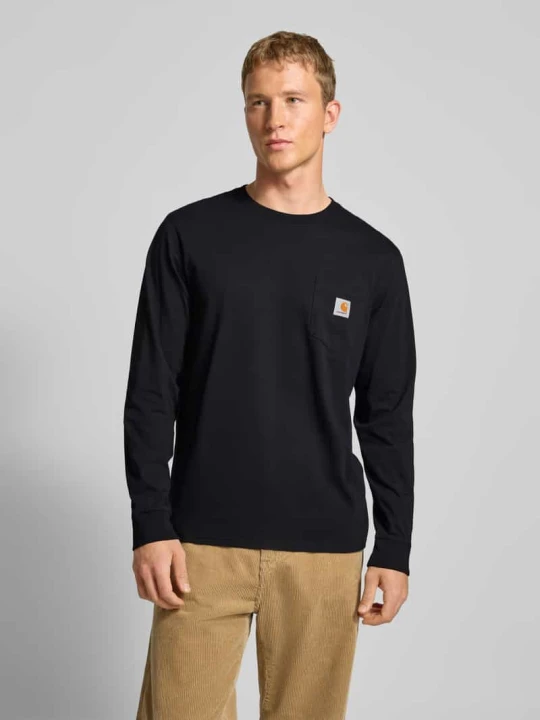 Zdjęcie produktu Bluzka z długim rękawem z brustaszą i detalem z logo Carhartt WIP Czarny