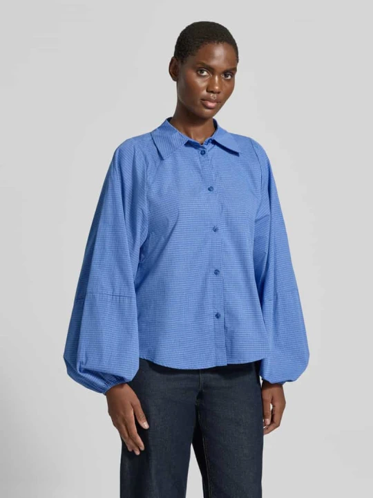 Zdjęcie produktu Bluzka z długim rękawem z bufiastymi rękawami My Essential Wardrobe Niebieski