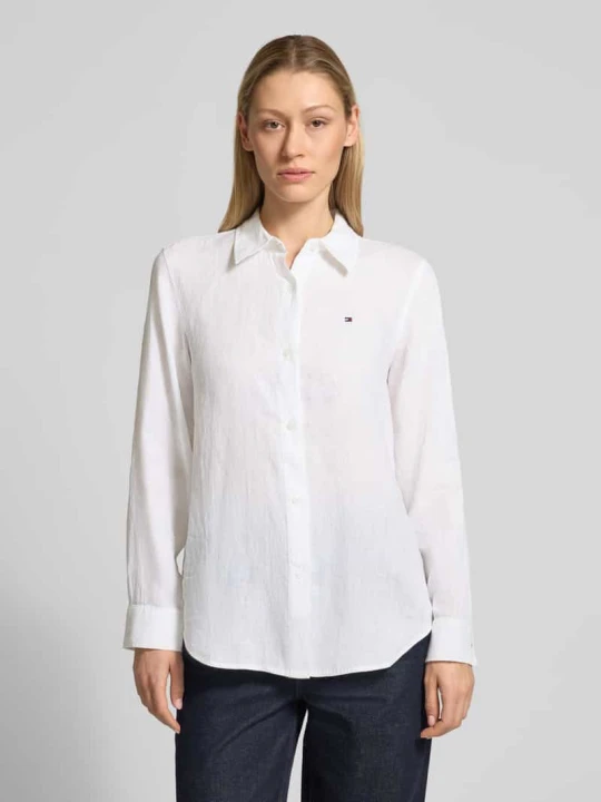 Zdjęcie produktu Bluzka z długim rękawem z czystego lnu o kroju relaxed fit Tommy Hilfiger Biały