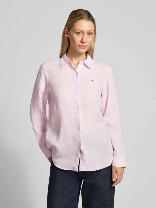 Zdjęcie produktu Bluzka z długim rękawem z czystego lnu o kroju relaxed fit Tommy Hilfiger Mocnoróżowy