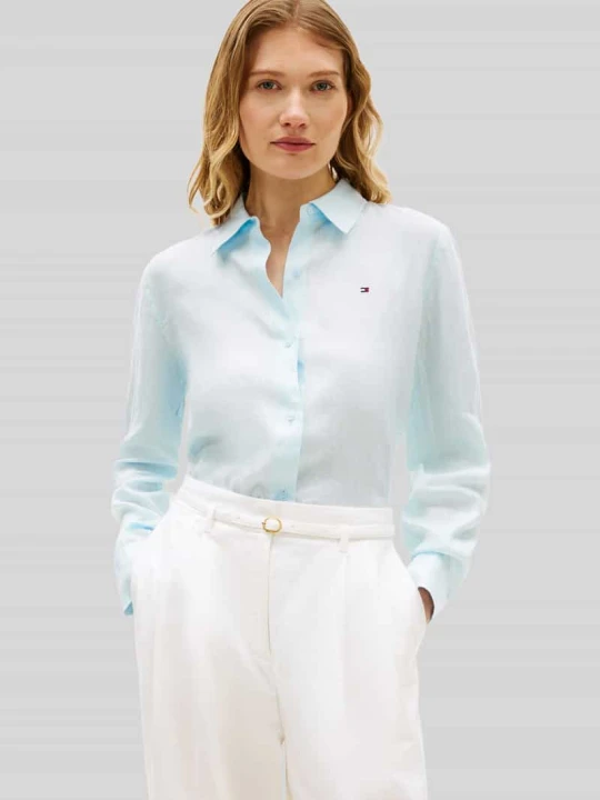 Zdjęcie produktu Bluzka z długim rękawem z czystego lnu o kroju relaxed fit Tommy Hilfiger Jasnoniebieski